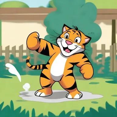 The cartoon depicted a hilarious scenario where an undomesticated tiger ended up in the main character's backyard, causing chaos and confusion.