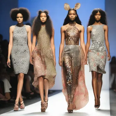 The fashion show featured a collection inspired by undomesticated wildlife and showcased bold prints and unconventional designs.
