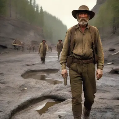 The film is set in the 1800s during the California Gold Rush, showcasing the struggles of miners searching for auriferous veins.