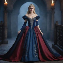 Cinderella in a vampire-themed dress exuding magical powers