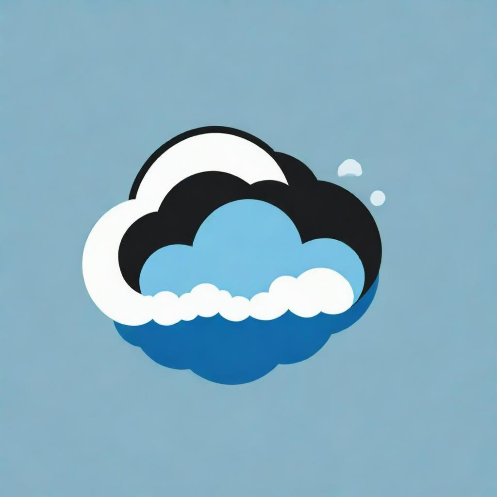 Modify the climate change logo to feature a stylized cloud in shades of blue, removing all black color.