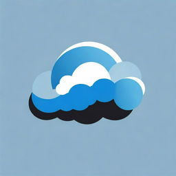 Modify the climate change logo to feature a stylized cloud in shades of blue, removing all black color.