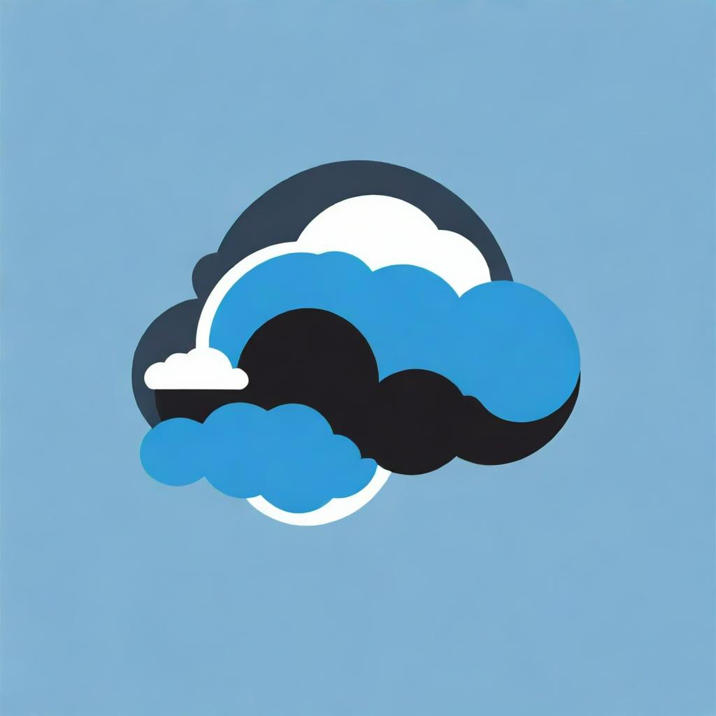 Modify the climate change logo to feature a stylized cloud in shades of blue, removing all black color.