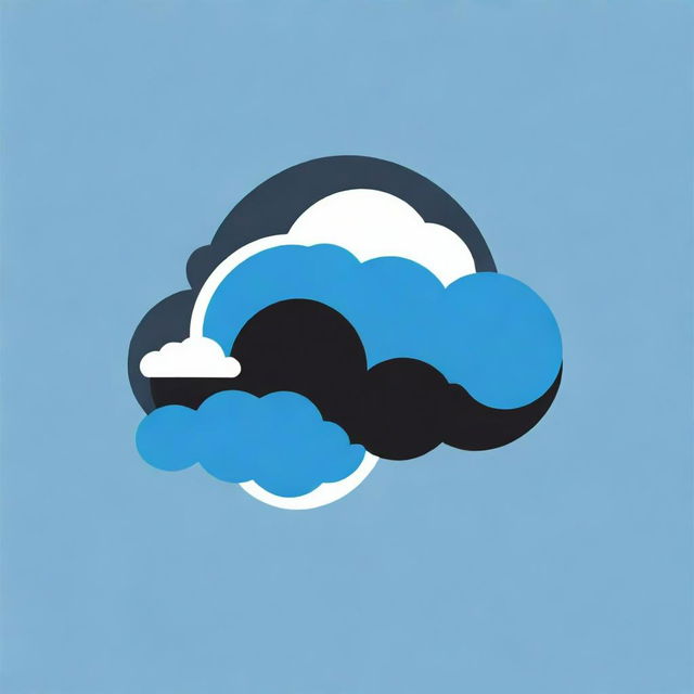 Modify the climate change logo to feature a stylized cloud in shades of blue, removing all black color.