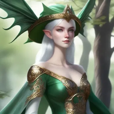 In the magical world of elves and dragons, the gentlewoman was renowned for her grace and elegance.