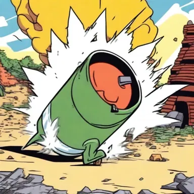 In the cartoon series, the mischievous character accidentally set off an artillery shell, resulting in chaos and destruction.