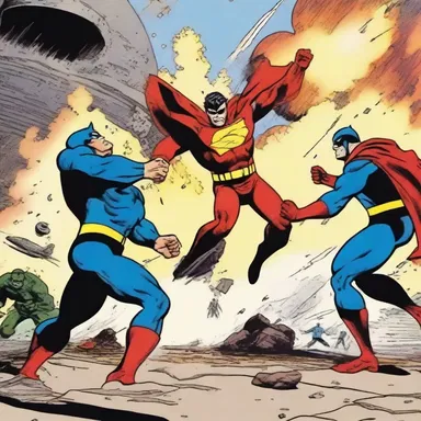 The superheroes in the comics joined forces to prevent the villain from detonating an artillery shell, which could have caused massive devastation.