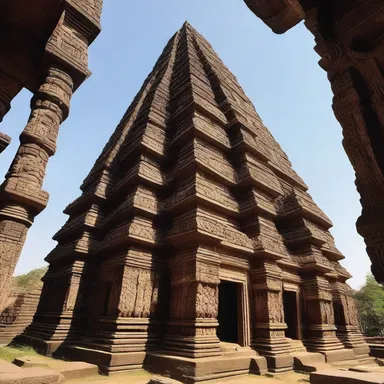 The ancient temple was adorned with intricate carvings, including a frustum symbolizing the divine connection between the heavens and the earth.