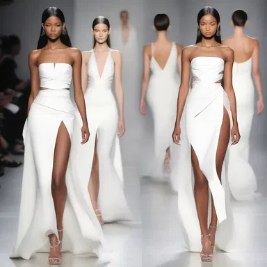 The dress had long slits along the sides, allowing it to flow longitudinally as the model walked down the runway.