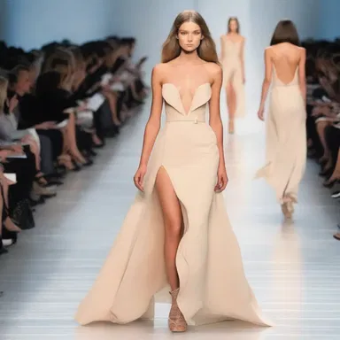 The dress had long slits along the sides, allowing it to flow longitudinally as the model walked down the runway.