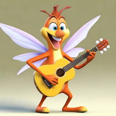 The animated character used a syrinx to play a lively tune.