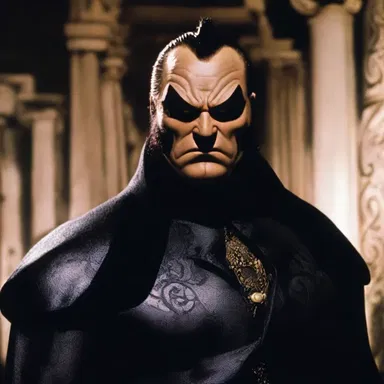 In the movie, the villainous character had a round-shouldered posture, which added to his menacing appearance.
