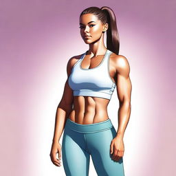 A high-quality digital art image featuring a fit, athletic girl