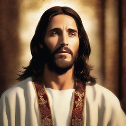 A high-quality digital art piece depicting Jesus Christ as portrayed in 'The Chosen'