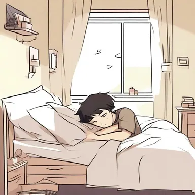 The protagonist was sound asleep in his bed when he suddenly woke up and realized it was all a dream.