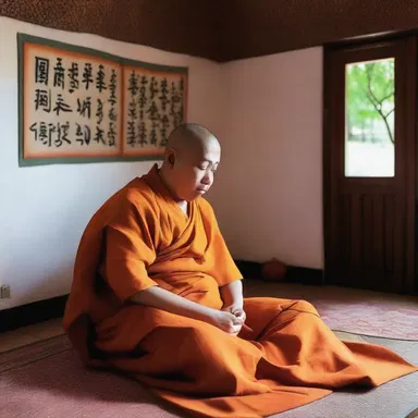 The monk meditated for hours until he reached a state of deep relaxation and was sound asleep.
