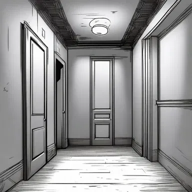 As the protagonist made their way through the dark and eerie hallway, their oxyopia allowed them to spot a hidden door on the far side.