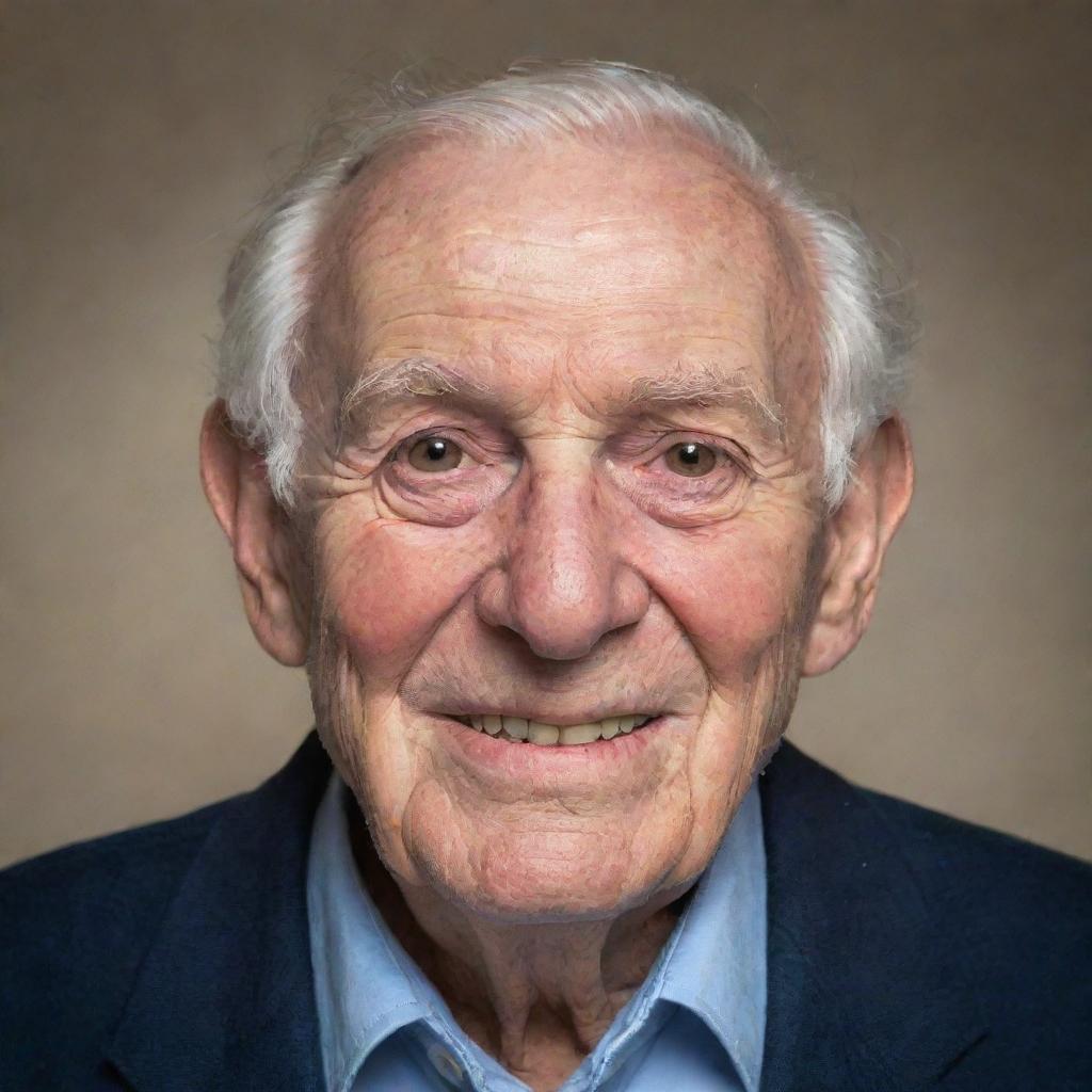 Portrait of an elderly man named Mr. Brownlow, characterized by his age and kindness, with expressive eyes and a comforting smile