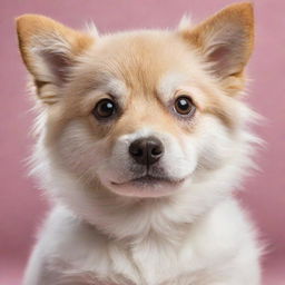 Generate an image of an adorable, cuddly dog with soft fur and bright, expressive eyes.