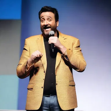 The comedian's vendable punchline had the audience roaring with laughter.