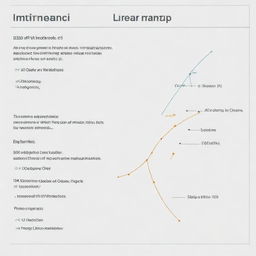 A professional presentation slide displaying the intricacies of linear functions. It should include a clearly labelled graph, key mathematical formulas and bullet-point explanations in an engaging and educational style.