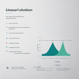 A professional, visually engaging presentation slide about linear functions, featuring a mathematical graph, pertinent equations, and explanatory texts, all on a clean and modern design background.