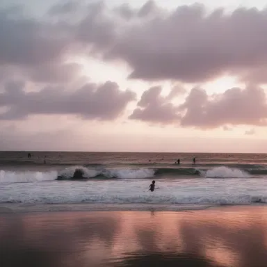 The cinematography expertly captures the beauty of the pinkish-white sunset on the horizon.