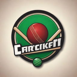 Design a visually striking logo for a cricket match, bringing together elements of cricket such as bats, balls, and wickets in an artistic and engaging manner.