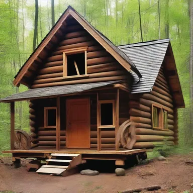 The fictional character in the novel relied on a power saw to build a cabin in the wilderness.