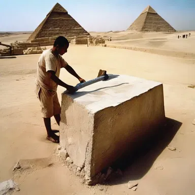 During the construction of the Great Pyramids, ancient Egyptians employed power saws to manipulate large stone blocks.