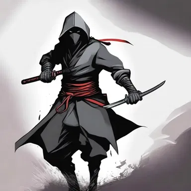 In the fantasy novel, the protagonist is a rogue ninja, skilled in stealth and combat, fighting against evil forces.