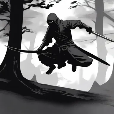 In the realm of fantasy, the ninja skillfully maneuvered through the shadows, silently defeating their enemies.