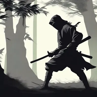 In the realm of fantasy, the ninja skillfully maneuvered through the shadows, silently defeating their enemies.