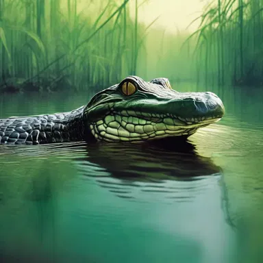 In the science fiction novel, the protagonist comes face-to-face with a genetically modified caiman that can communicate with humans.
