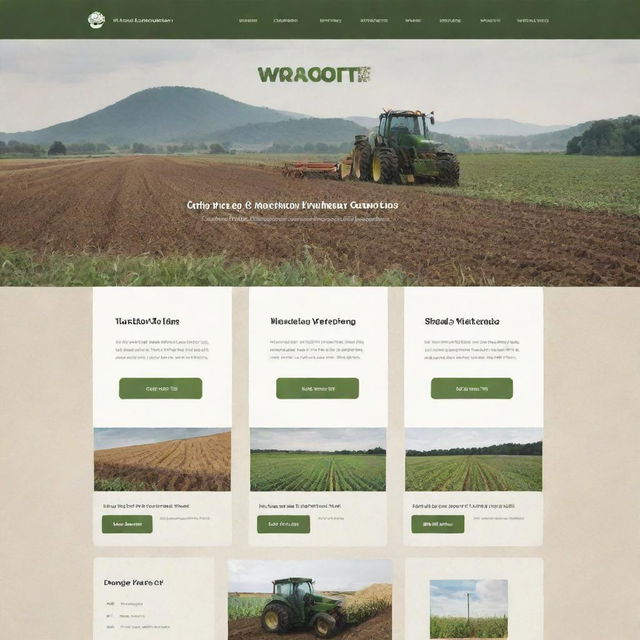 Design an aesthetic farming website with tools for crop management, a marketplace for equipment, weather tracking interfaces, and a community forum. The style should be earthy, simplistic, and visually clean.