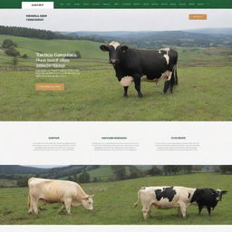 Generate a dairy farming website featuring content and tools like cow breeds, milk production stats, equipment marketplace, weather tracking, and a forum for community interaction. Use a rustic, farm-style design with a clean, user-friendly interface.