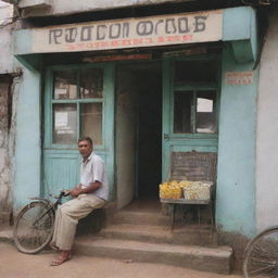 A quaint, old tiffin shop in Vizag, India, as it appeared in the year 2000, brimming with regional character and vintage charm.