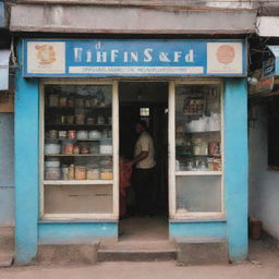 A quaint, old tiffin shop in Vizag, India, as it appeared in the year 2000, brimming with regional character and vintage charm.