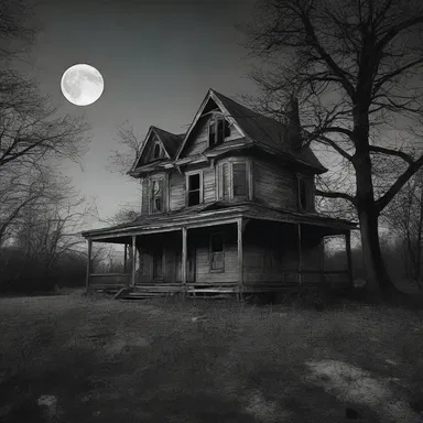 The colorless moon cast an eerie glow on the abandoned house, adding to its haunted atmosphere.
