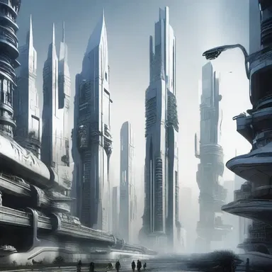In the futuristic city, the colorless sky was a result of pollution and technological advancements.