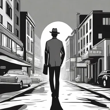 The artist used a colorless palette to depict the grayscale world of the noir-inspired cartoon.