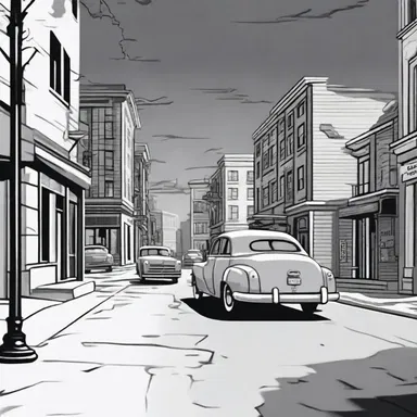 The artist used a colorless palette to depict the grayscale world of the noir-inspired cartoon.