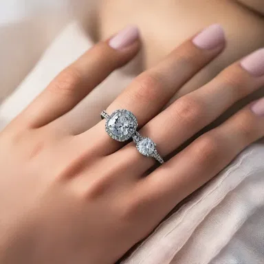 In the romantic movie, the gem cutter beautifully crafts a stunning engagement ring, symbolizing love and commitment.