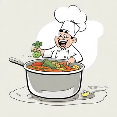 In the cartoon, the chef would comically parboil the vegetables, causing them to bounce around in the pot.