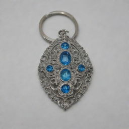 A glossy and intricately designed key chain sparkling in prime condition.