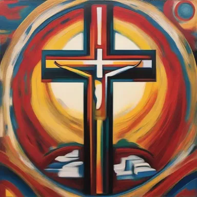 The artist incorporated the image of a patriarchal cross into her painting to convey the message of spirituality and unity.