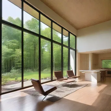 The use of large windows and open floor plans in the house was meant to convey a sense of spaciousness and connection to nature.