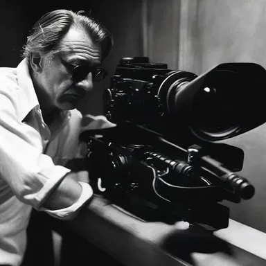 The film director conveys a sense of suspense and tension through expertly crafted camera angles and music.