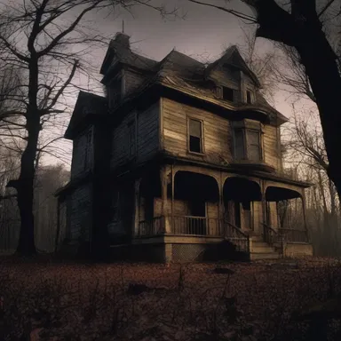 The haunted house in the movie conveys a sense of fear and terror to the audience.