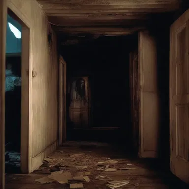 The haunted house in the movie conveys a sense of fear and terror to the audience.